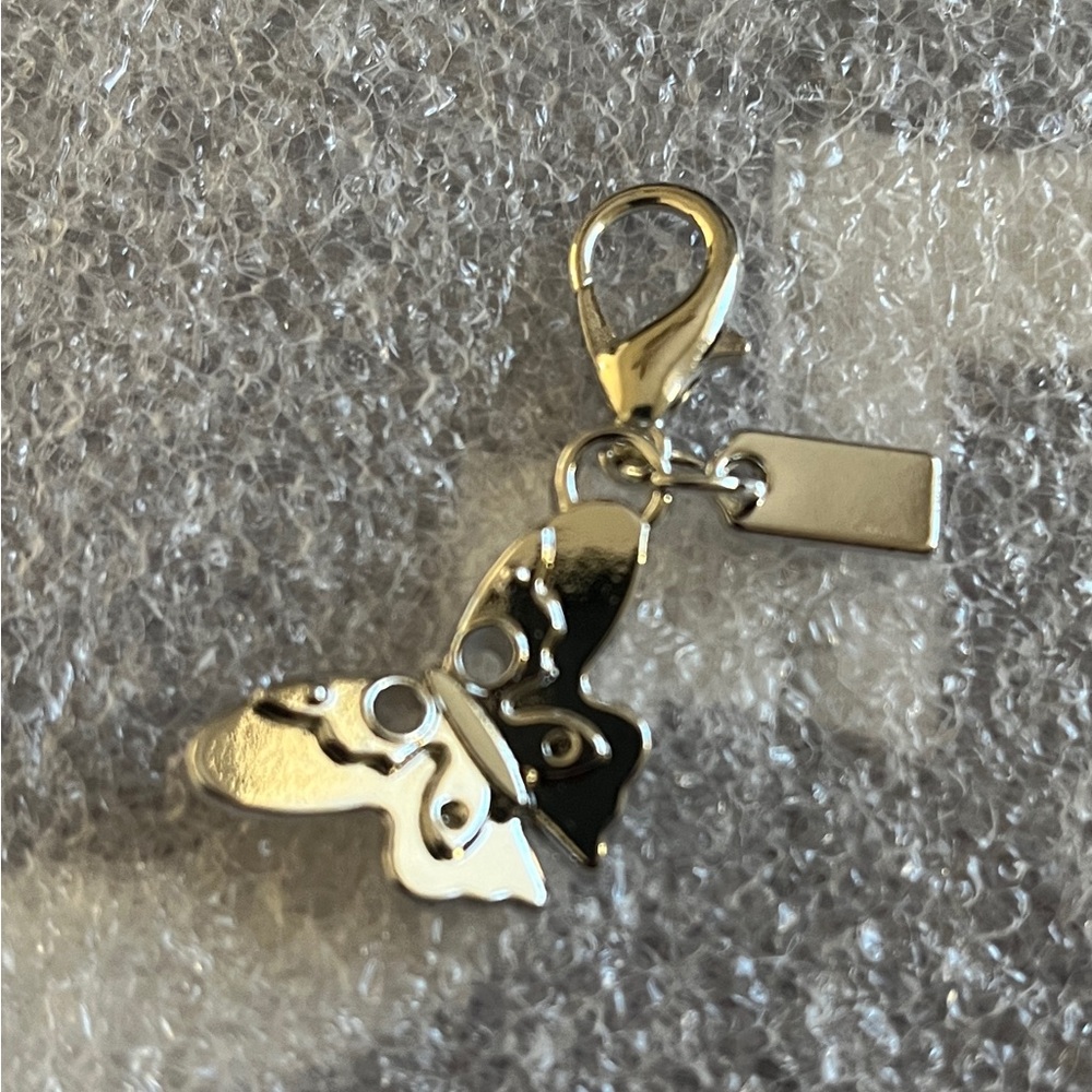 New Silver Toned Butterfly Zipper Pull Bag Charm With Hangtag